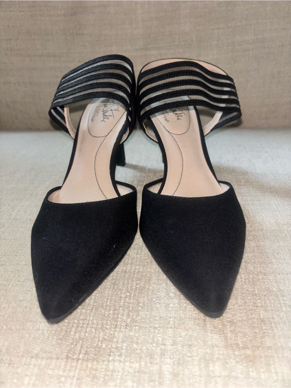 LifeStride Soft System Black Pointed Toe Slingback Heels 8.5 Office Work Pumps - Picture 3 of 10